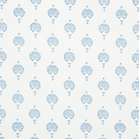 Schumacher Dahlia Hand Blocked Print Blue Wallpaper 5011230