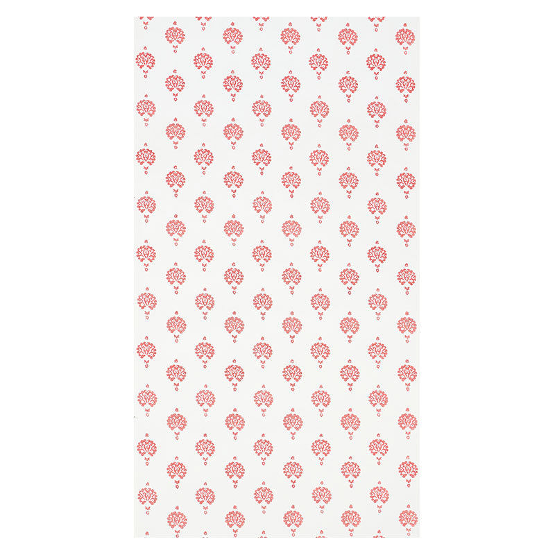 Schumacher Dahlia Hand Blocked Print Red Wallpaper Sample 5011232