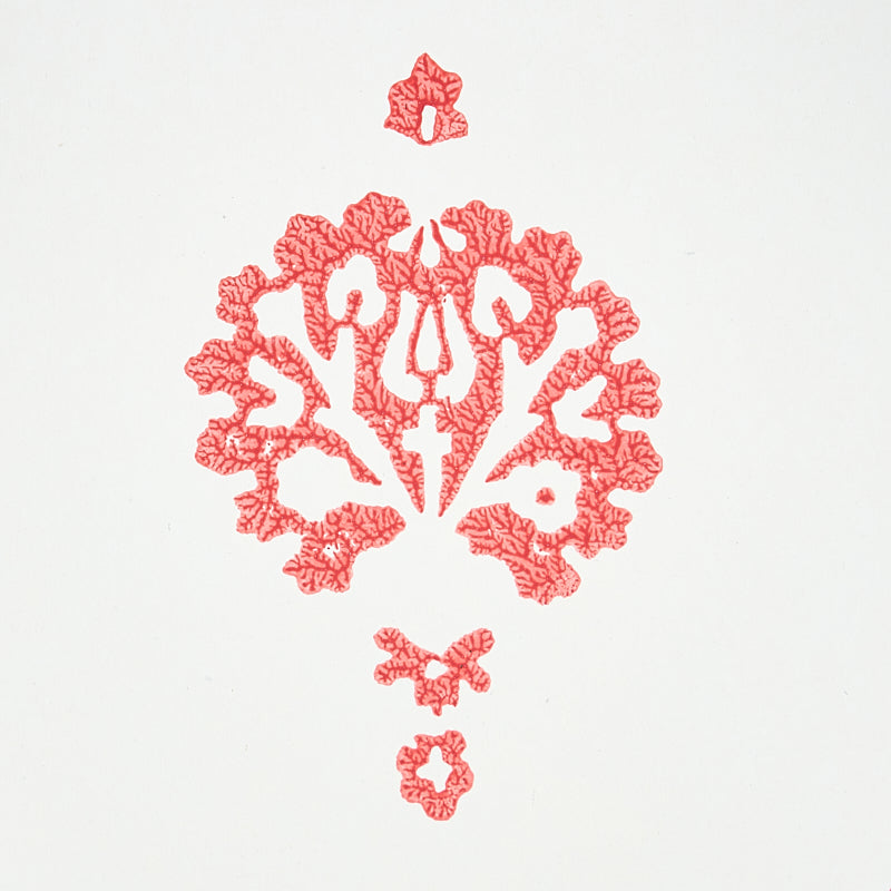 Schumacher Dahlia Hand Blocked Print Red Wallpaper Sample 5011232