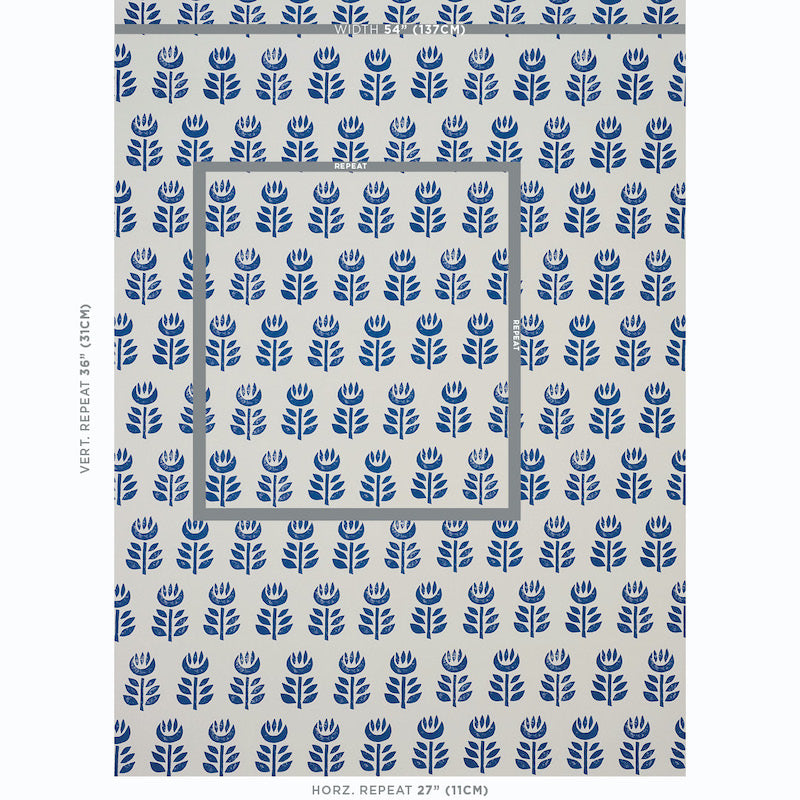 Schumacher Rosenborg Navy Wallpaper Sample 5011333