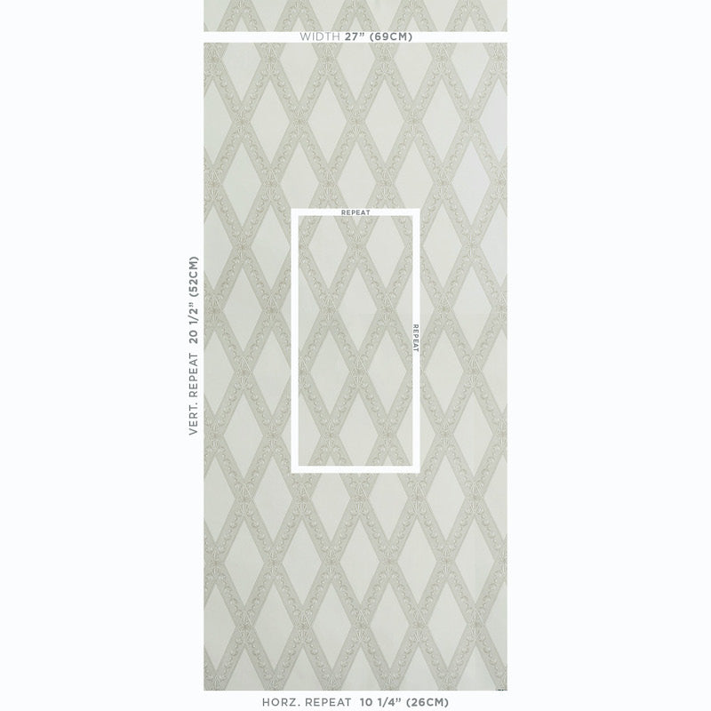 Schumacher Les Losanges Toile Stone Wallpaper Sample 5011360