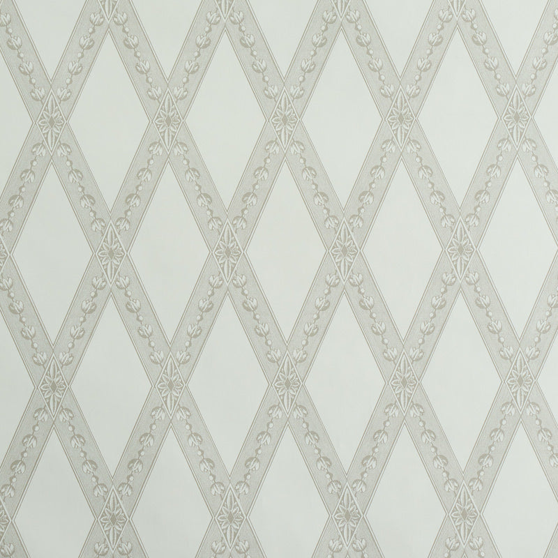 Schumacher Les Losanges Toile Stone Wallpaper Sample 5011360