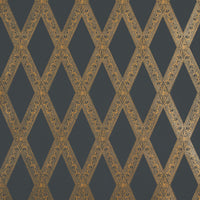 Schumacher Les Losanges Toile Gold On Black Wallpaper 5011362