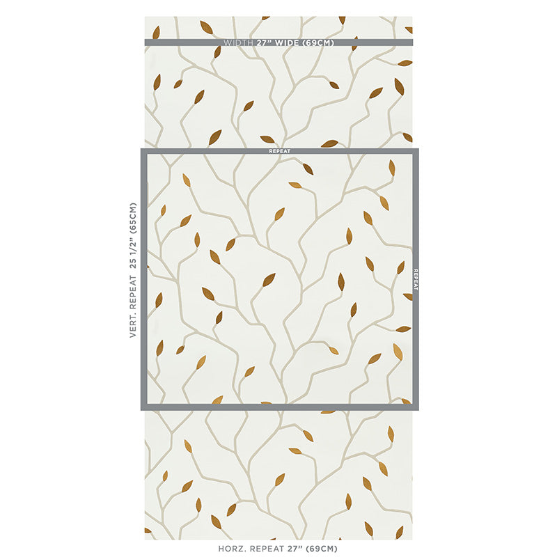 Schumacher Cymbeline Ivory & Gold Wallpaper Sample 5011380