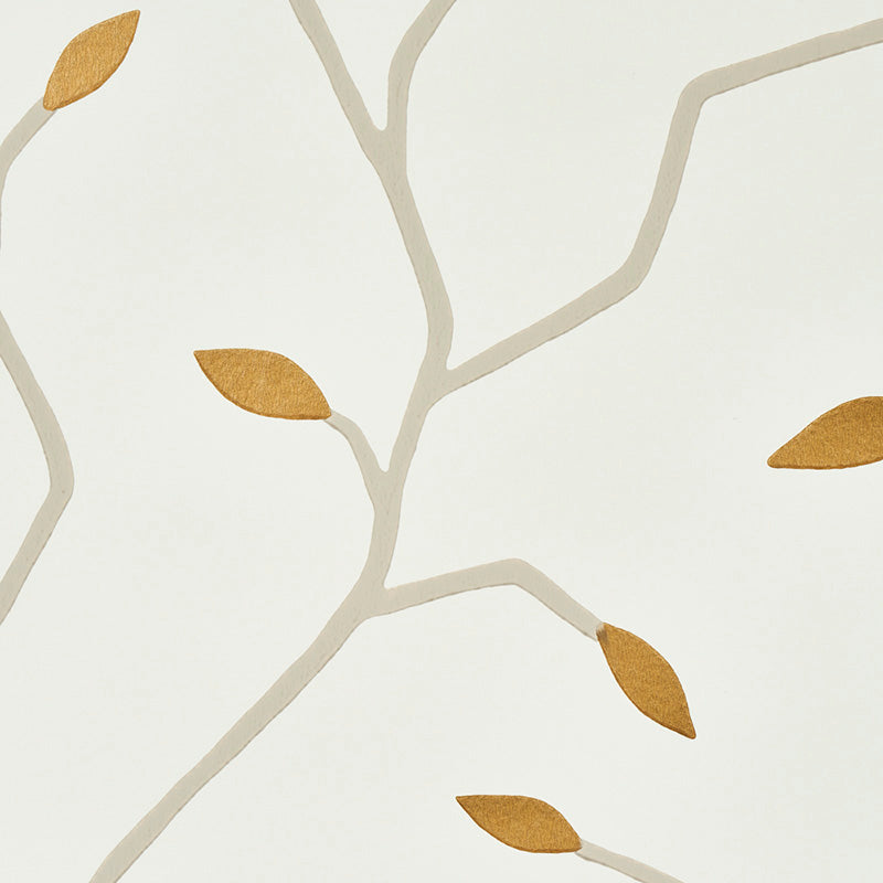 Schumacher Cymbeline Ivory & Gold Wallpaper Sample 5011380