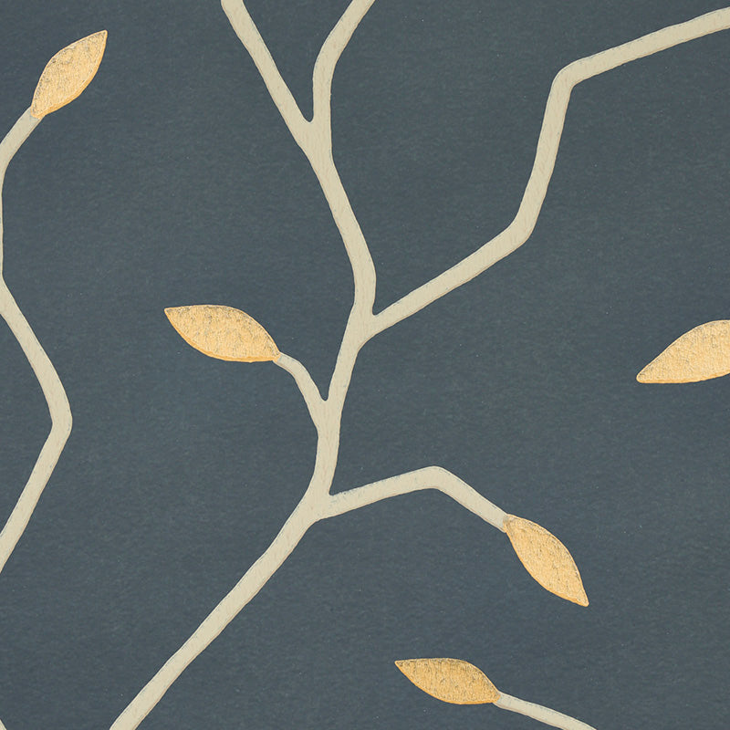 Schumacher Cymbeline Charcoal & Gold Wallpaper Sample 5011382