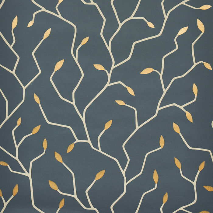 Schumacher Cymbeline Charcoal & Gold Wallpaper Sample 5011382