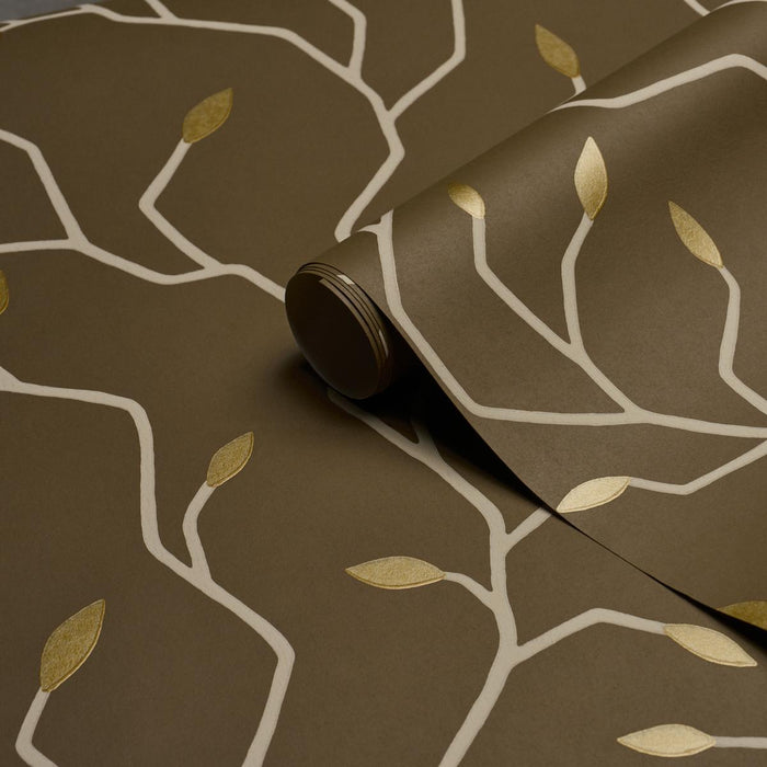 Schumacher Cymbeline Chocolate Wallpaper Sample 5011385