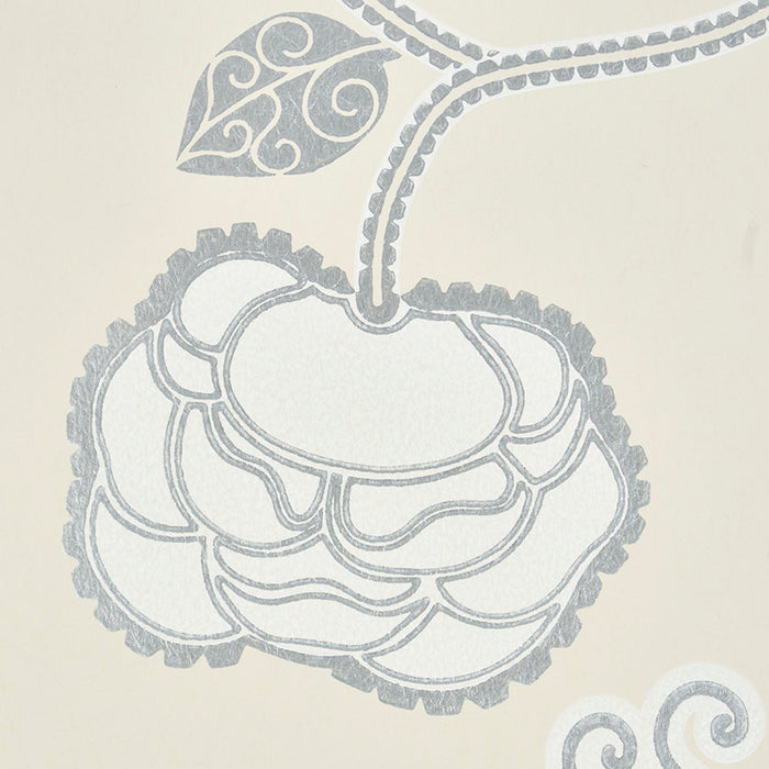 Schumacher Queen Fruit Silver White Wallpaper Sample 5011410