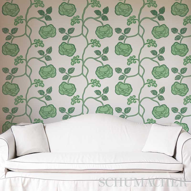 Schumacher Queen Fruit Jade Wallpaper Sample 5011411