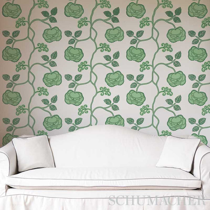 Schumacher Queen Fruit Jade Wallpaper Sample 5011411