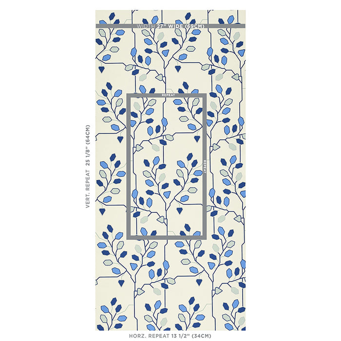 Schumacher Tumble Weed Delft Blue Wallpaper Sample 5011420