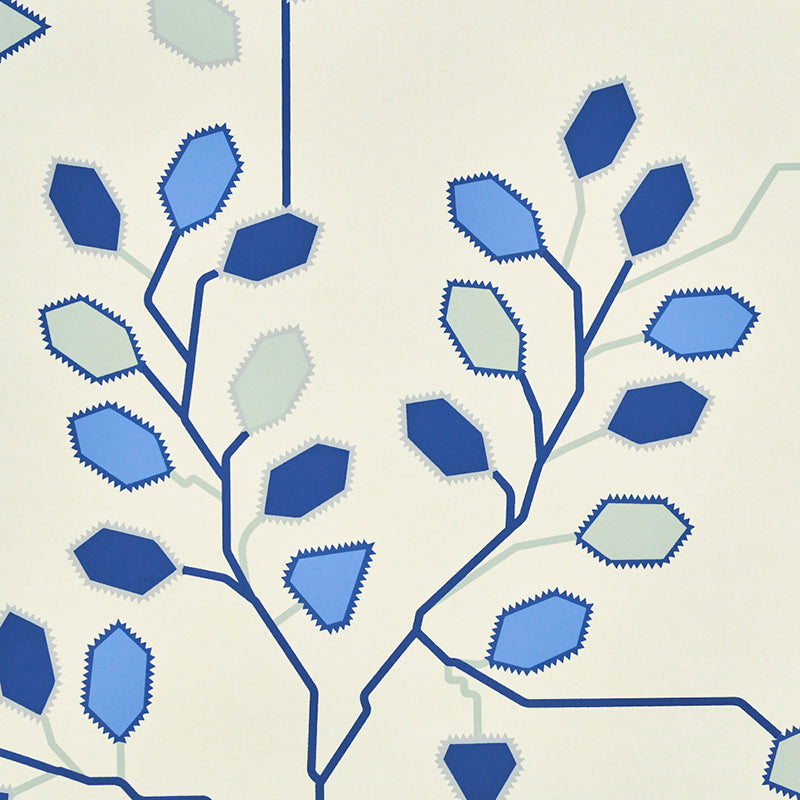 Schumacher Tumble Weed Delft Blue Wallpaper Sample 5011420