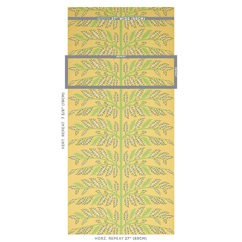 Schumacher Thistle Mustard Wallpaper Sample 5011432