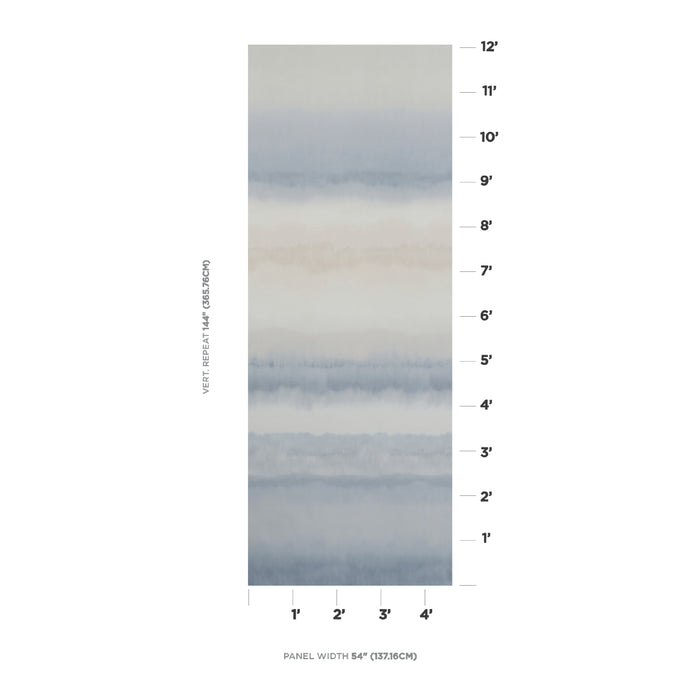 Schumacher Orissa Panel Blue & Natural Wallpaper Sample 5011451