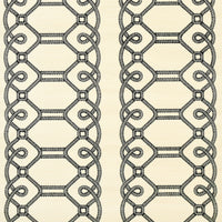 Schumacher Ziz Embroidered Sisal Black Wallpaper 5011470
