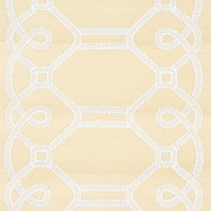 Schumacher Ziz Embroidered Sisal Neutral Wallpaper Sample 5011471