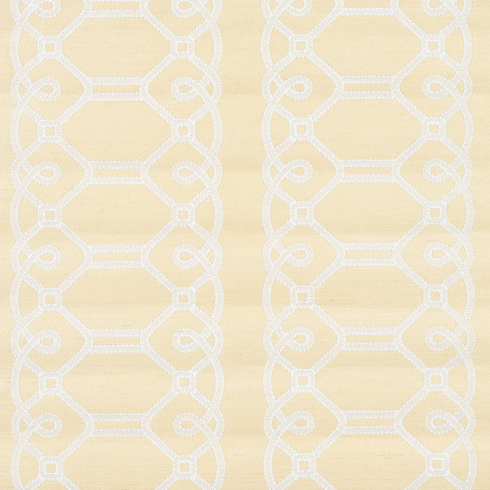 Schumacher Ziz Embroidered Sisal Neutral Wallpaper Sample 5011471