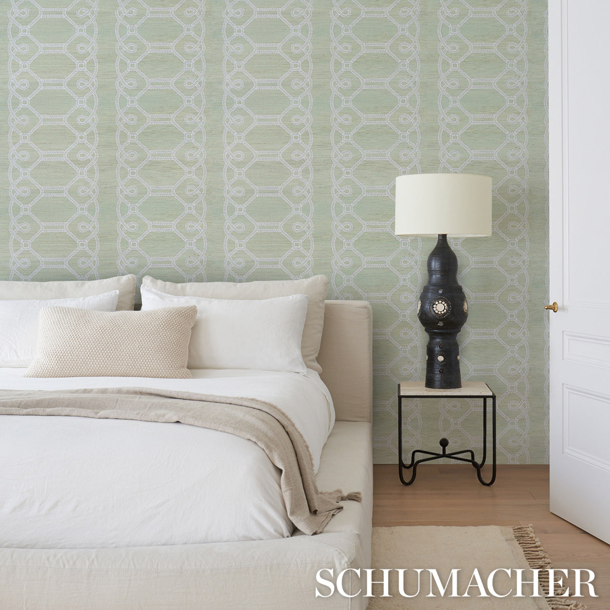 Schumacher Ziz Embroidered Sisal Mineral 5011472 Sample | 40% Off (Samples)