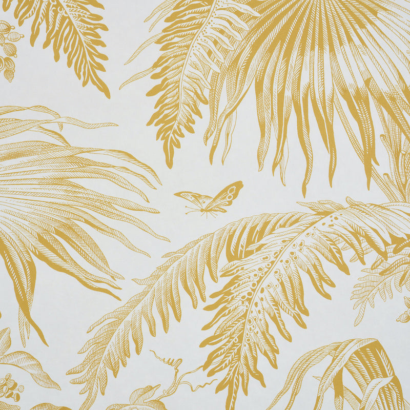Schumacher Toile Tropique Gold Wallpaper Sample 5011480