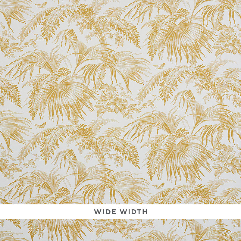 Schumacher Toile Tropique Gold Wallpaper Sample 5011480