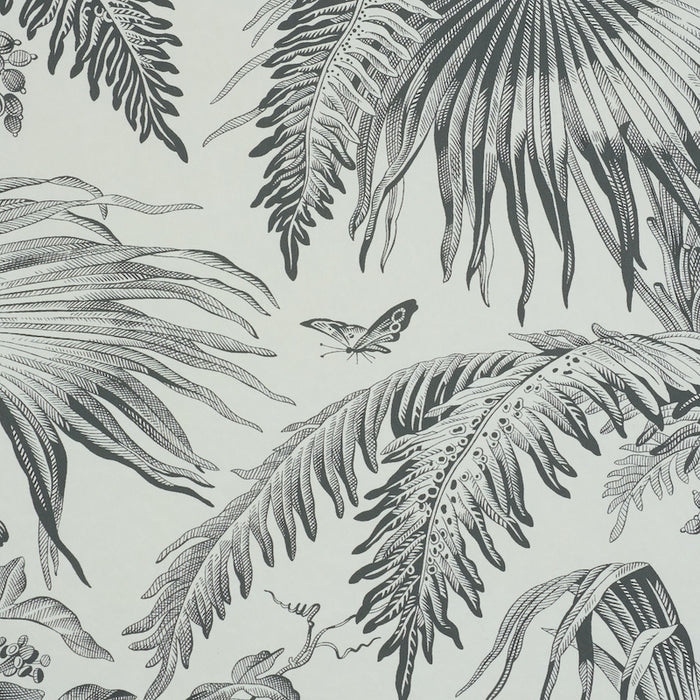 Schumacher Toile Tropique Black Wallpaper Sample 5011481