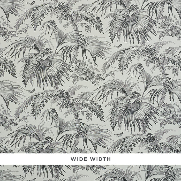 Schumacher Toile Tropique Black Wallpaper Sample 5011481