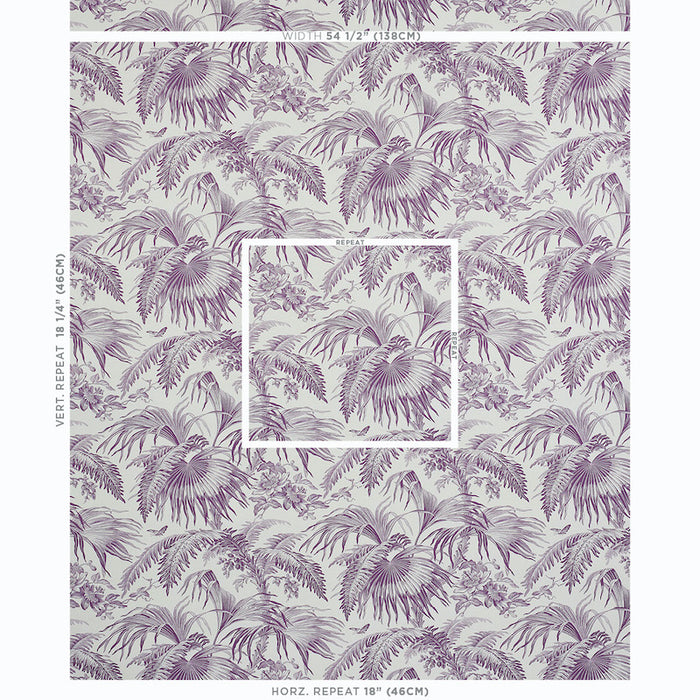 Schumacher Toile Tropique Purple Wallpaper Sample 5011482