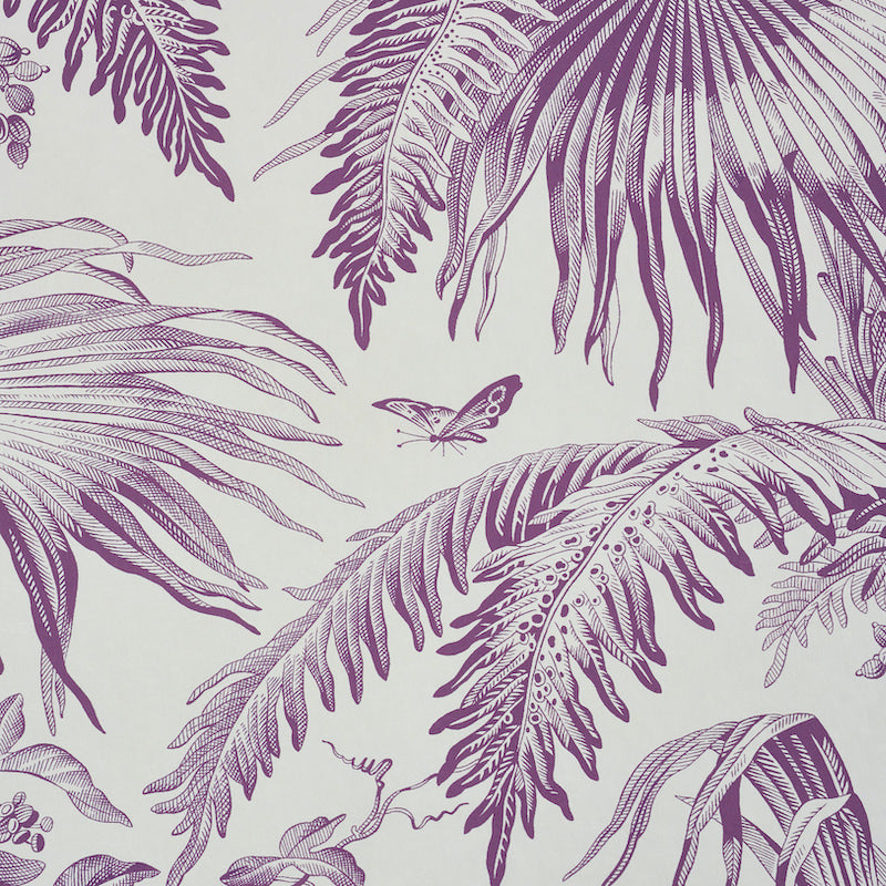 Schumacher Toile Tropique Purple Wallpaper Sample 5011482