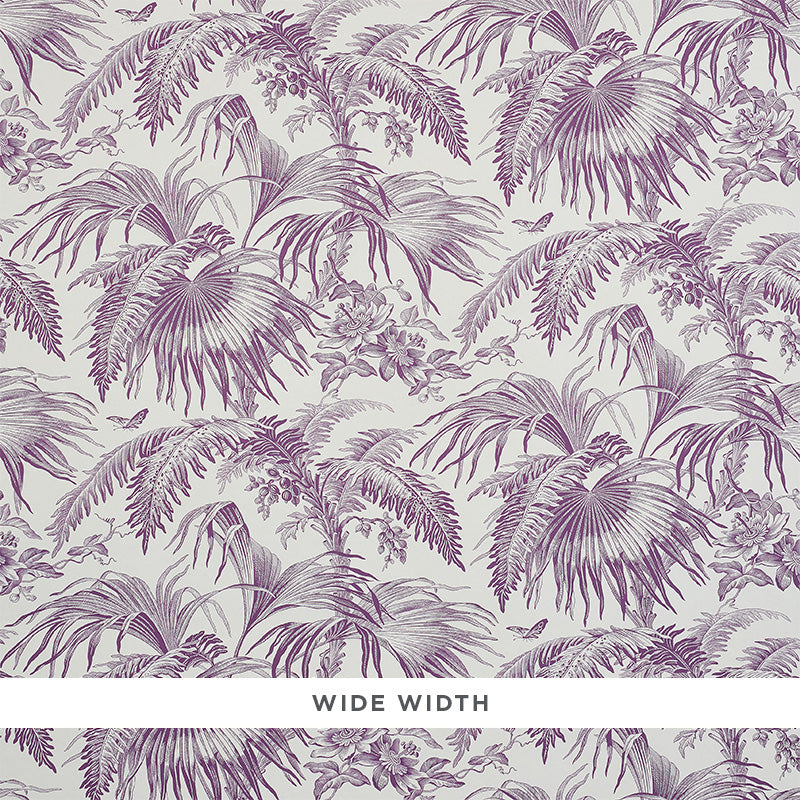 Schumacher Toile Tropique Purple Wallpaper Sample 5011482
