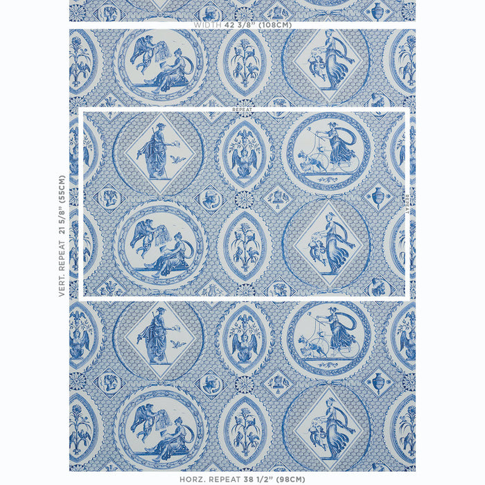 Schumacher Les Scenes Contemporaines Blue Wallpaper Sample 5011490