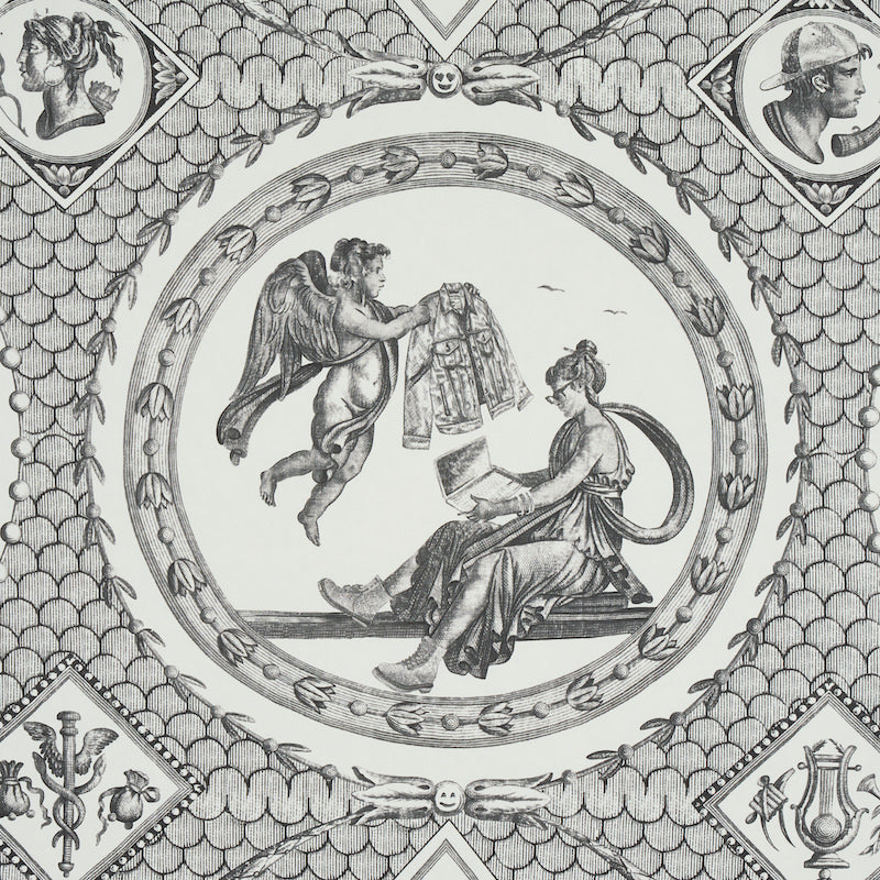 Schumacher Les Scenes Contemporaines Black Wallpaper Sample 5011491