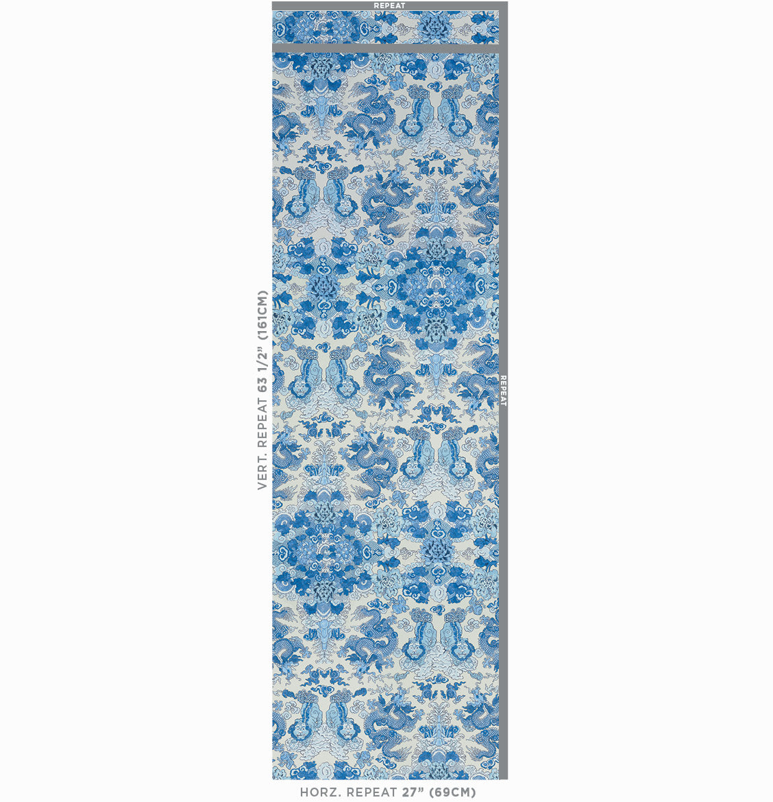 Schumacher Magic Mountain Dragon Porcelain Wallpaper Sample 5011590
