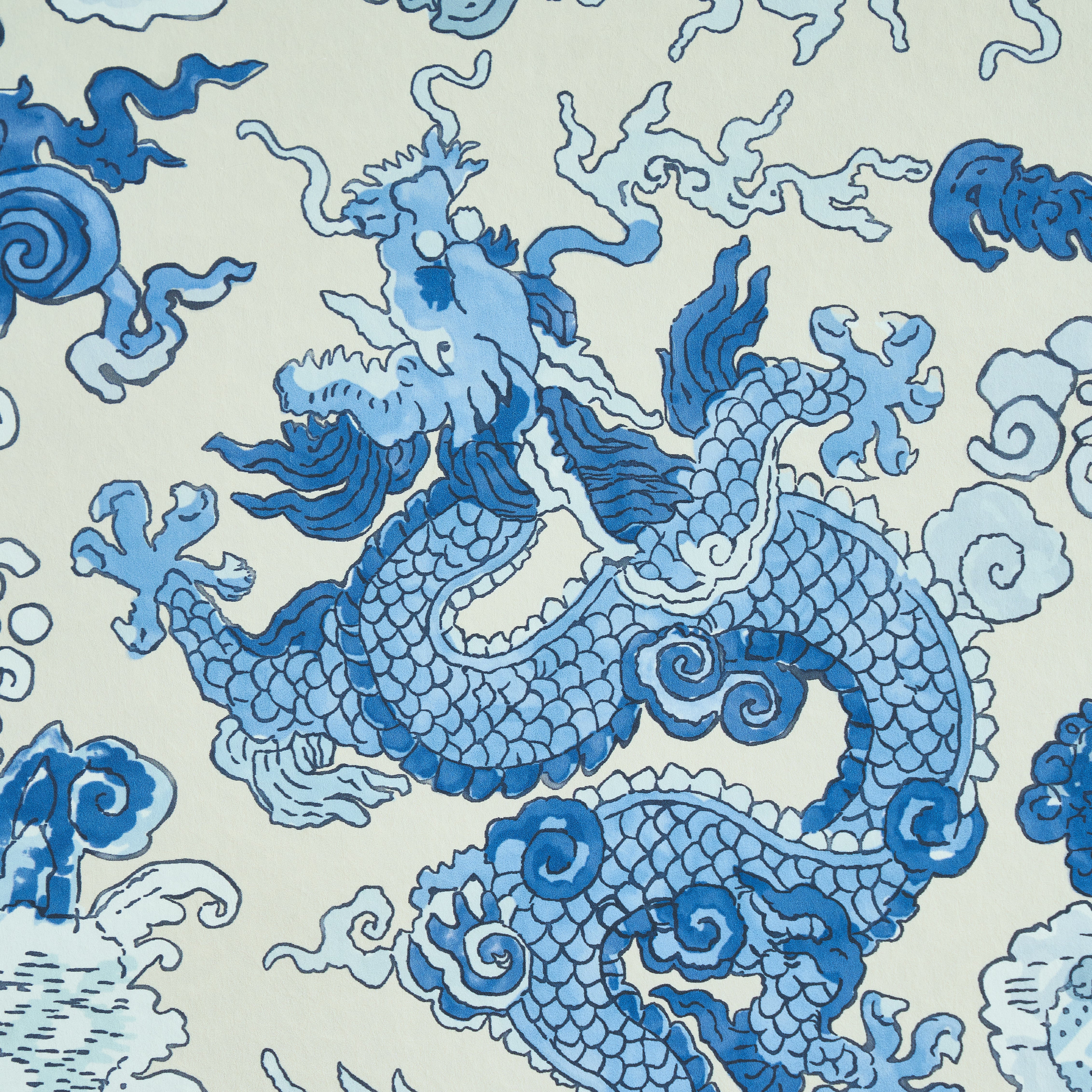 Schumacher Magic Mountain Dragon Porcelain Wallpaper Sample 5011590