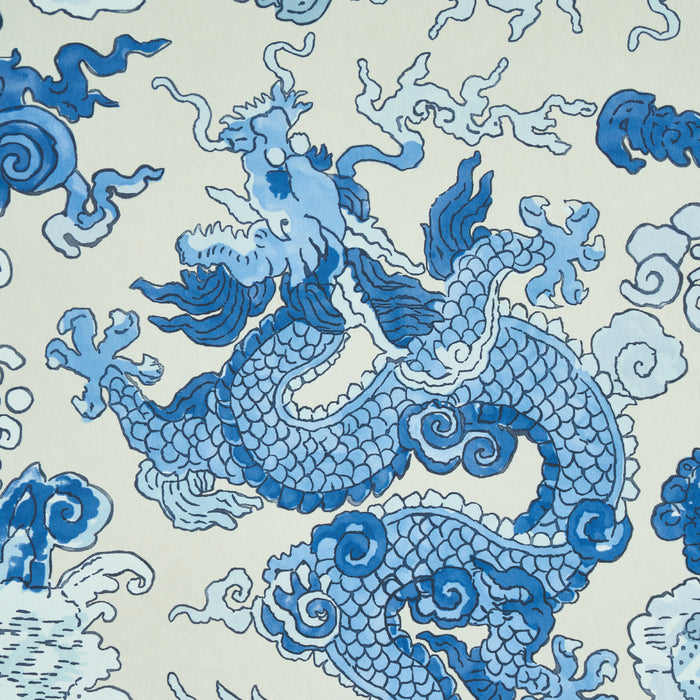 Schumacher Magic Mountain Dragon Porcelain Wallpaper Sample 5011590