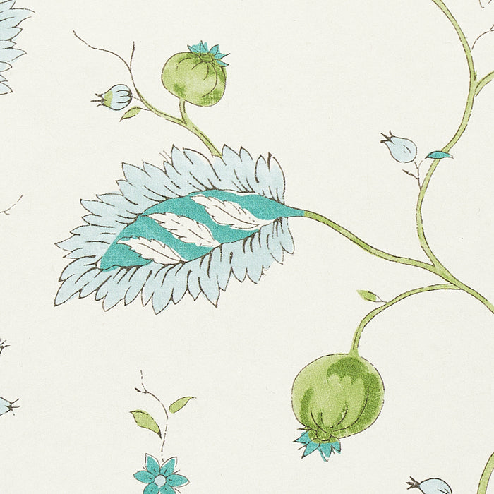 Schumacher Maryam Vine Peacock Wallpaper Sample 5011600