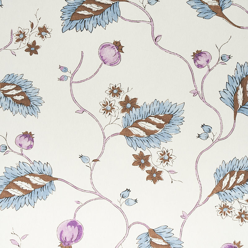 Schumacher Maryam Vine Sky & Plum Wallpaper Sample 5011601