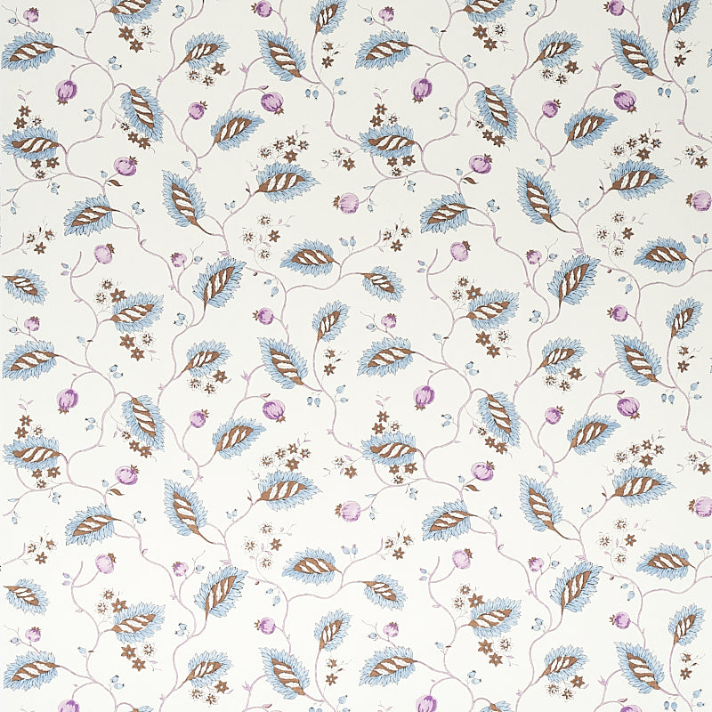 Schumacher Maryam Vine Sky & Plum Wallpaper Sample 5011601