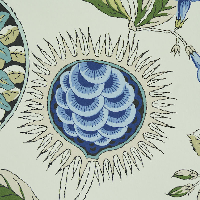 Schumacher Roca Redonda Blue & Ivory Wallpaper Sample 5011620