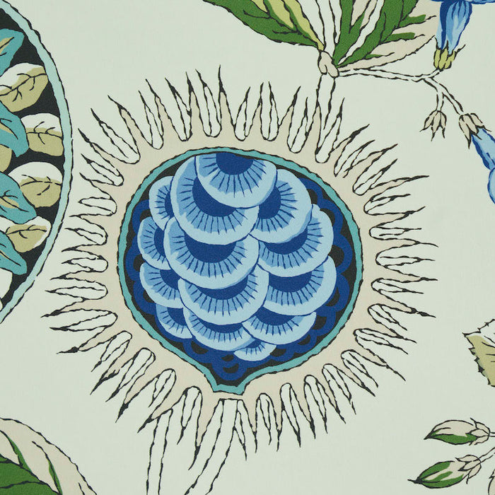 Schumacher Roca Redonda Blue & Ivory Wallpaper Sample 5011620