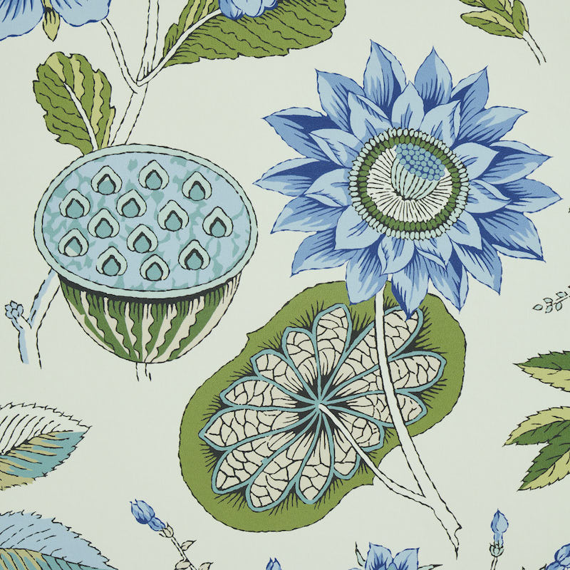Schumacher Roca Redonda Blue & Ivory Wallpaper Sample 5011620
