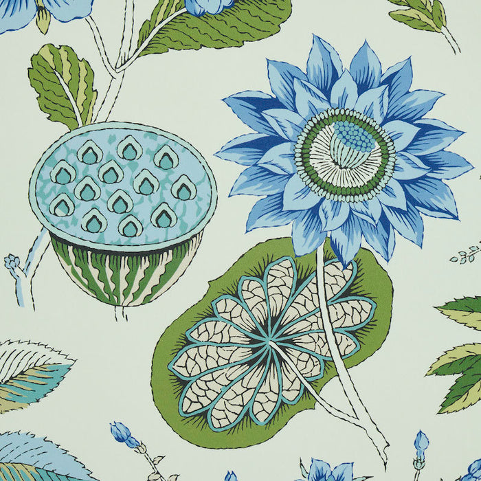 Schumacher Roca Redonda Blue & Ivory Wallpaper Sample 5011620