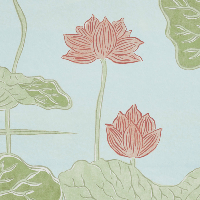 Schumacher Kireina Lotus Panel Set Mineral Wallpaper Sample 5011692