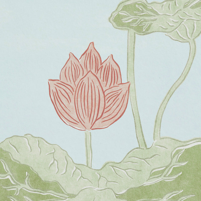 Schumacher Kireina Lotus Panel Set Mineral Wallpaper Sample 5011692