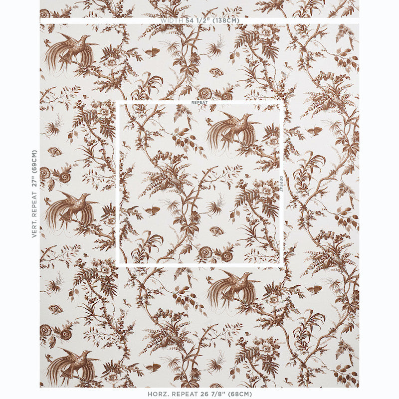 Schumacher Toile De La Prairie Brown Wallpaper Sample 5011712