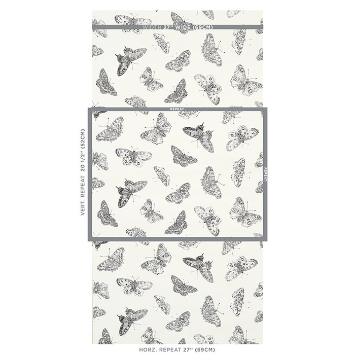 Schumacher Burnell Butterfly Ivory Wallpaper Sample 5011740