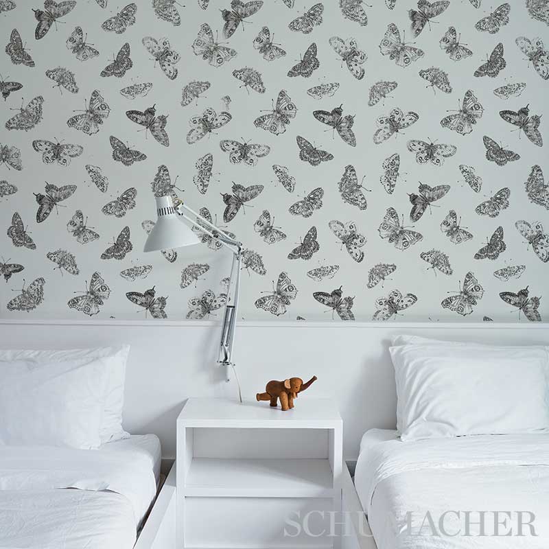 Schumacher Burnell Butterfly Blue Wallpaper Sample 5011741