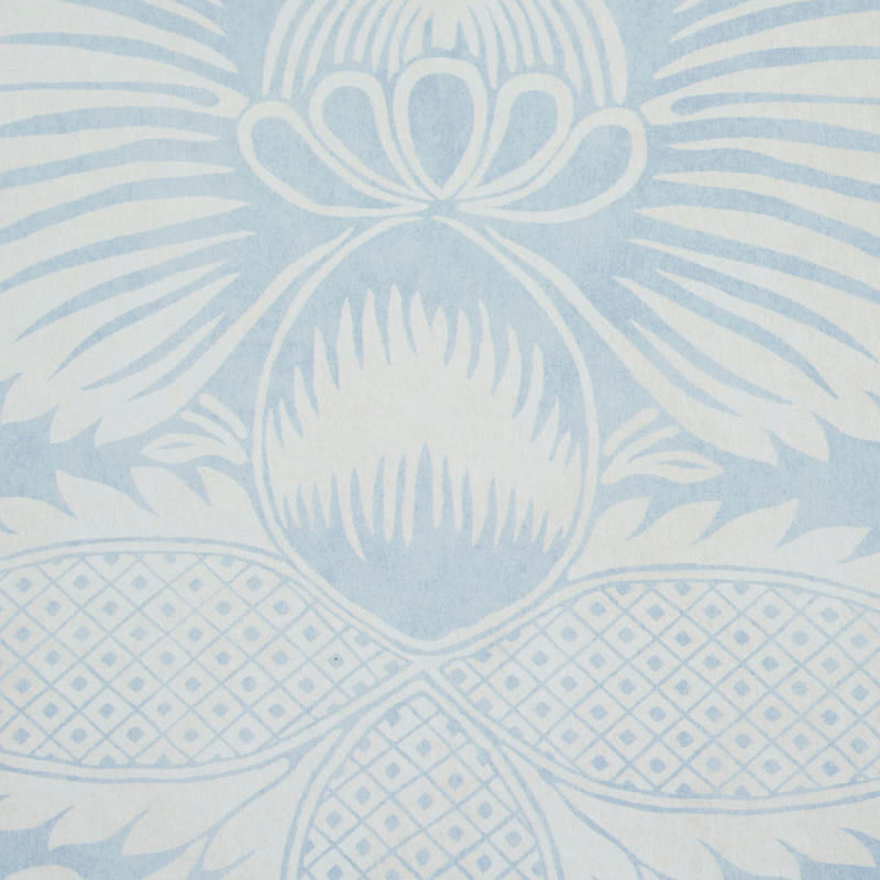 Schumacher Villandry Damask Print Blue Wallpaper Sample 5011750