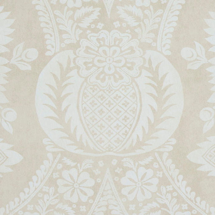 Schumacher Villandry Damask Print Neutral Wallpaper Sample 5011751