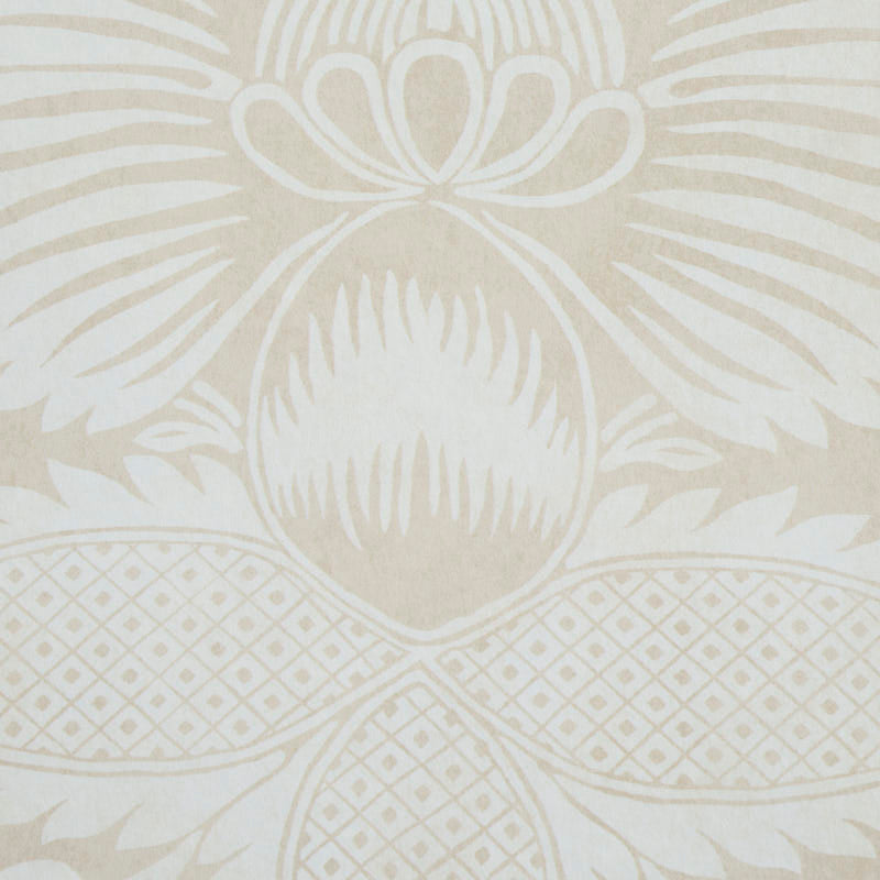 Schumacher Villandry Damask Print Neutral Wallpaper Sample 5011751